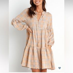 Petal and pup beige check dress size 10